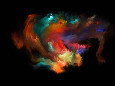 Akışı serisi renk. Müzik, yaratıcılık, hayal gücü, sanat ve tasarım mecazi ilişkisi ile dijital boya streams bileşimi