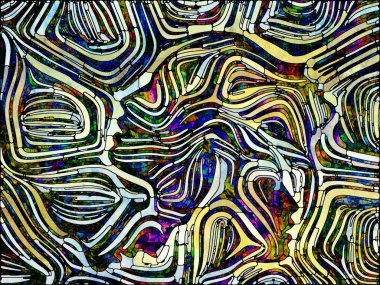 Birlik parçalanmış dünya serisi. Zemin vitray desen renk parçaları ve tasarımınızı varlığının nihai birlik konuda tamamlayacak insan yüzü