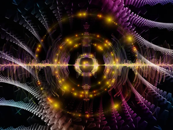 Wave Function series. Artistic abstraction composed of colored sine vibrations, light and fractal elements on the subject sound equalizer, music spectrum and  quantum probability