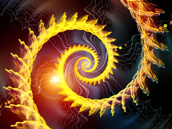 Design Made Glowing Golden Spiral Patterns Lights Subject Education Science — Stock Photo, Image