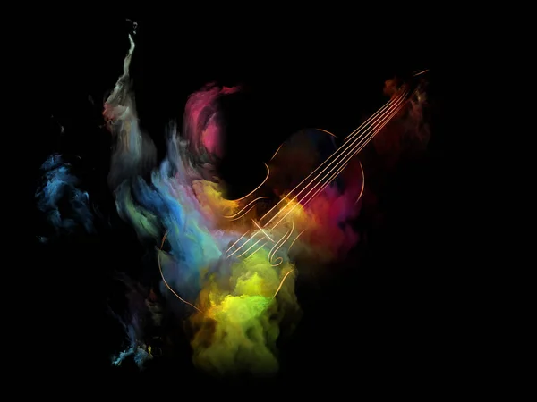 Music Dream series. Artistic abstraction composed of violin and abstract colorful paint on the subject of musical instruments, melody, sound, performance arts and creativity
