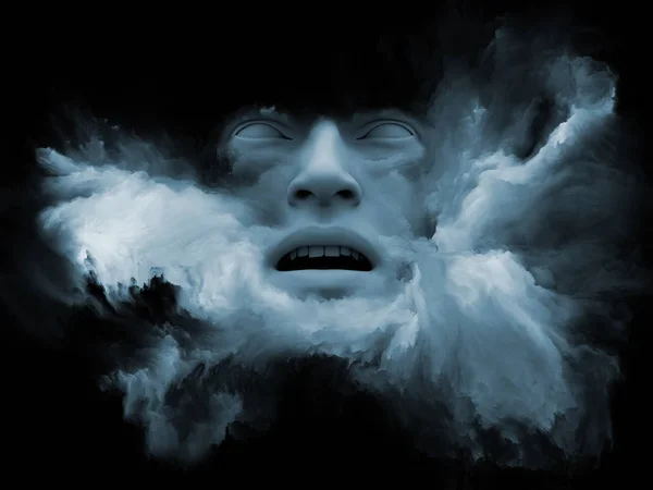 Mind Fog Series Illustration Made Human Face Morphed Fractal Paint — Stock Photo, Image