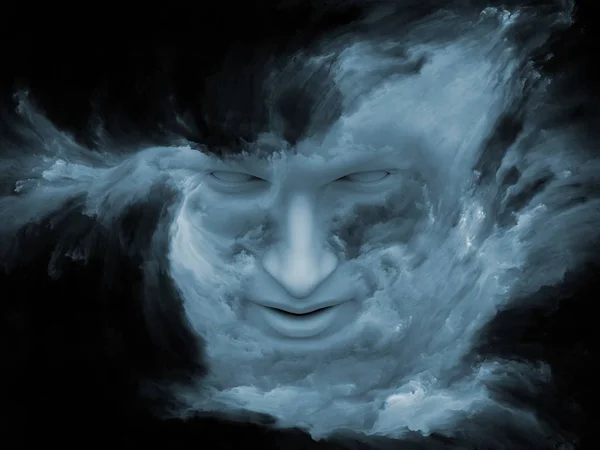 Mind Fog Series Rendering Human Face Morphed Fractal Paint Complement — Stock Photo, Image