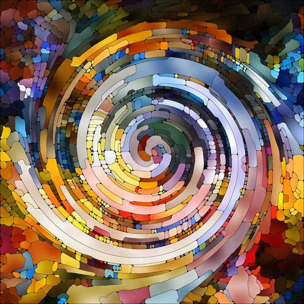 Spiral Twirl Serien Bakgrund Färgat Glas Virvla Mönster Färgfragment Temat — Stockfoto