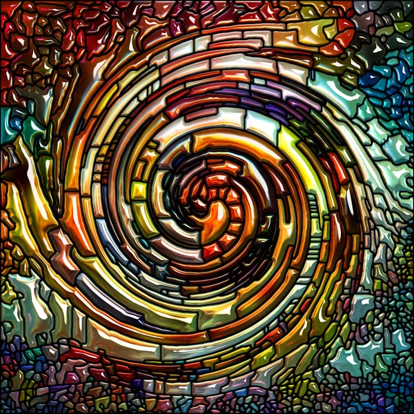 Серия Спиральных Вращений Фон Состоит Витража Вихревого Рисунка Цветных Фрагментов — стоковое фото