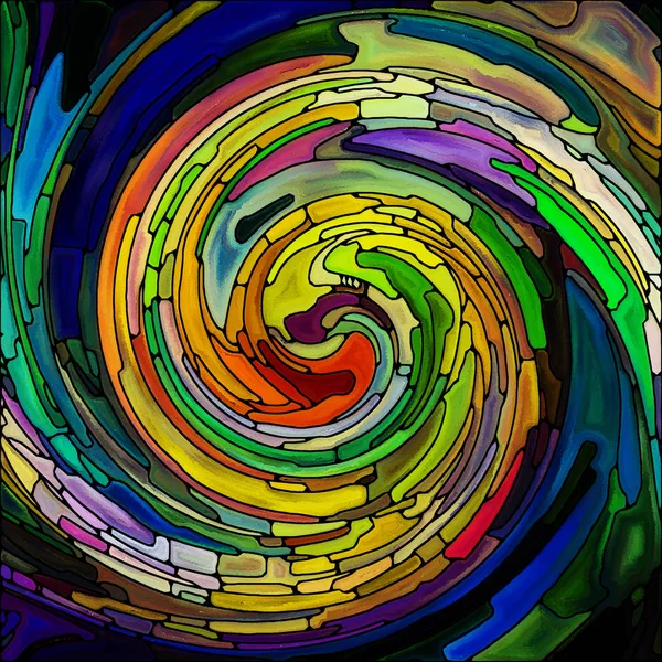Serie Spiral Twirl Composizione Vetro Colorato Modello Vortice Frammenti Colore — Foto Stock