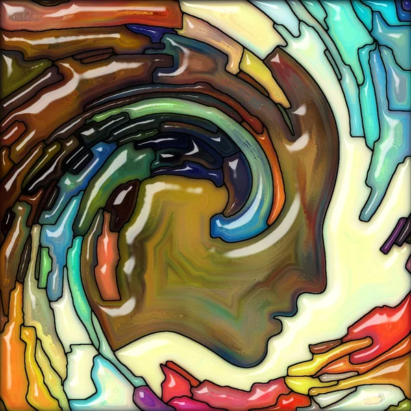 Glasmålningar Mönster Mänskligt Ansikte Och Färgglada Snurra Våg Föremål För — Stockfoto