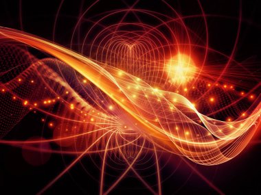 Teknoloji alanı serisi. Arka plan tasarımı dalgalar, Izgaralar ve teknoloji, bilim ve bilgisayar bilgi dünyasına konusu ışıkları