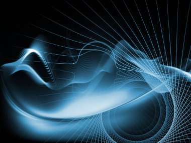 Teknoloji alanı serisi. Arka plan dalgalar, Izgaralar ve teknoloji, bilim ve bilgisayar bilgi dünyasına konusu ışıkları bileşimi