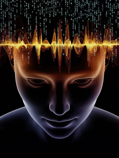 Mind Waves Series Composition Illustration Human Head Technology Symbols Suitable — Stock Photo, Image