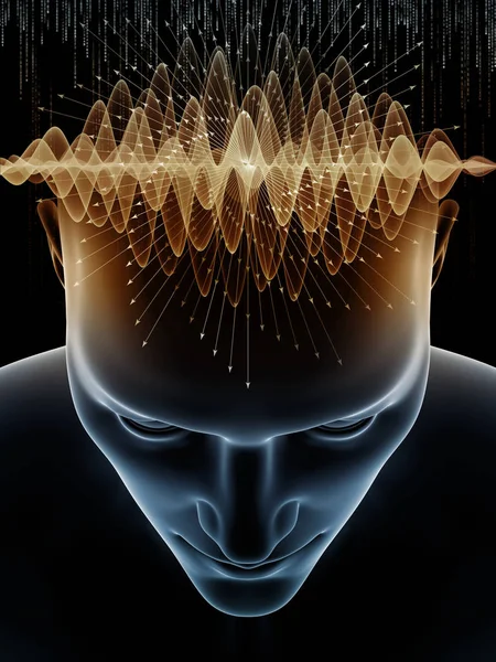 Mind Waves Series Visually Pleasing Composition Illustration Human Head Technology — Stock Photo, Image