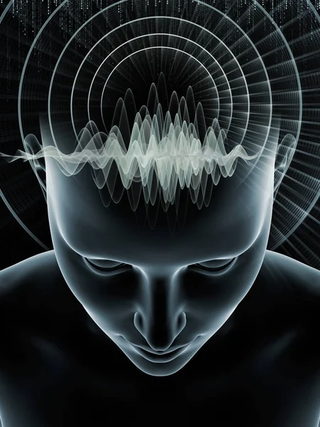 Serie Mind Waves Disposizione Illustrazione Dei Simboli Della Testa Della — Foto Stock