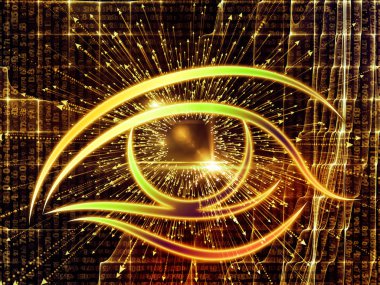 Bilgi serisi gözü. Göz simgesini ve ok aranjman bilim, eğitim ve modern teknoloji projeleri için uygun veri bloğu