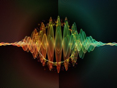 Dalga fonksiyonu serisi. Renkli sinüs titreşimler kompozisyon, ışık ve fraktal öğeleri için ses ekolayzer, projelerde müzik spektrum ve kuantum olasılık