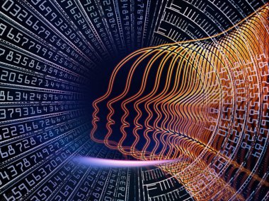 Adam ve numaraları serisi. Sanatsal soyutlama sembolik insan profili ve bilim, bilgi teknoloji ve eğitim konusunda basamak oluşur