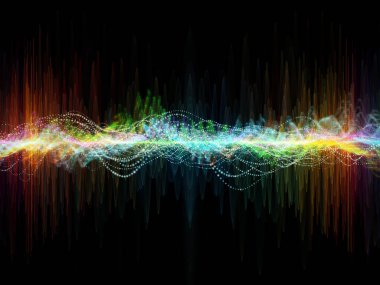 Dalga fonksiyonu serisi. Soyut renkli sinüs titreşimler, ışık ve ses ekolayzer, müzik konusunda fraktal öğeleri yapılmış tasarım spektrum ve kuantum olasılık