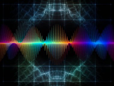 Dalga fonksiyonu serisi. Sanatsal arka plan yaptı renkli sinüs titreşimleri, ışık ve ses ekolayzer, projelerde birlikte kullanılması fraktal öğeleri için müzik spektrum ve kuantum olasılık