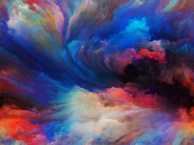 Soyut Renk serisi. Sanat, yaratıcılık ve hayal gücü konularında tuval üzerinde hareketli renkli resmin yaratıcı düzenlenmesi