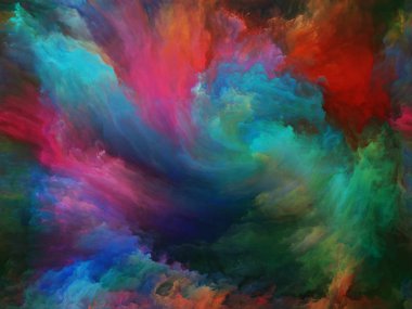 Soyut Renk serisi. Sanat, yaratıcılık ve hayal gücü konularında bir metafor olarak tuval üzerinde hareketli rengarenk resmin yaratıcı düzenlenmesi