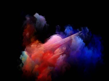 Müzik rüya serisi. Arka plan tasarım müzik aletleri, melodi, ses, performans sanat ve yaratıcılık bu konuda keman ve soyut renkli boya