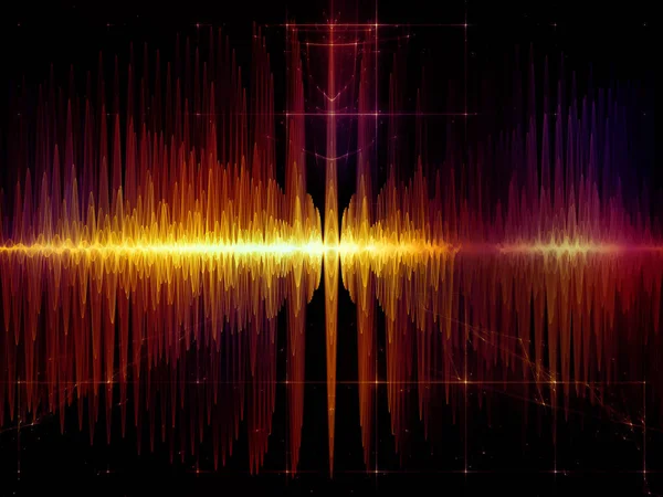 Wave Function series. Backdrop composed of colored sine vibrations, light and fractal elements for use in the projects on sound equalizer, music spectrum and  quantum probability