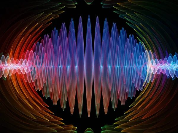 Wave Function Series Backdrop Colored Sine Vibrations Light Fractal Elements — Stock Photo, Image