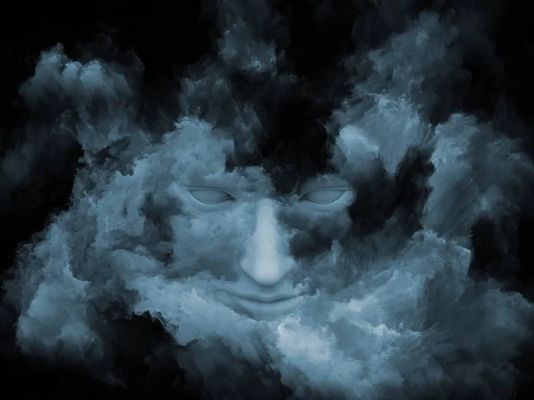 Série Nevoeiro Mental Renderização Cabeça Humana Transformada Com Tinta Fractal — Fotografia de Stock