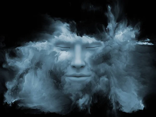 Σειρά Ομίχλη Μυαλό Rendering Φτιαγμένο Από Ανθρώπινο Κεφάλι Μεταμορφώθηκε Κλαστικό — Φωτογραφία Αρχείου
