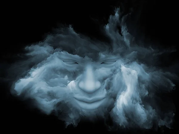 Серия Игр Mind Fog Рендеринг Человеческого Лица Фрактальной Краской Тему — стоковое фото