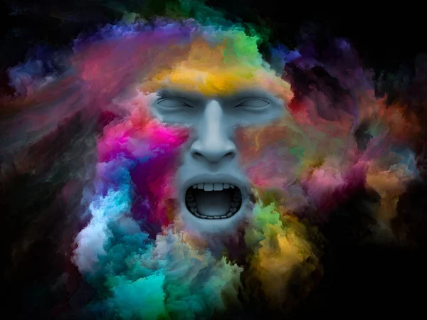 Gedankennebel Serie Komposition Der Darstellung Des Menschlichen Gesichts Mit Fraktaler — Stockfoto