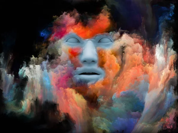 Σειρά Ομίχλη Μυαλό Απεικόνιση Φτιαγμένο Από Ανθρώπινο Πρόσωπο Μεταμορφώθηκε Κλαστικό — Φωτογραφία Αρχείου
