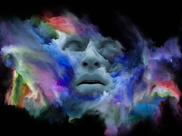 Série Mind Fog Abstraction Artistique Composée Rendu Visage Humain Transformé — Photo
