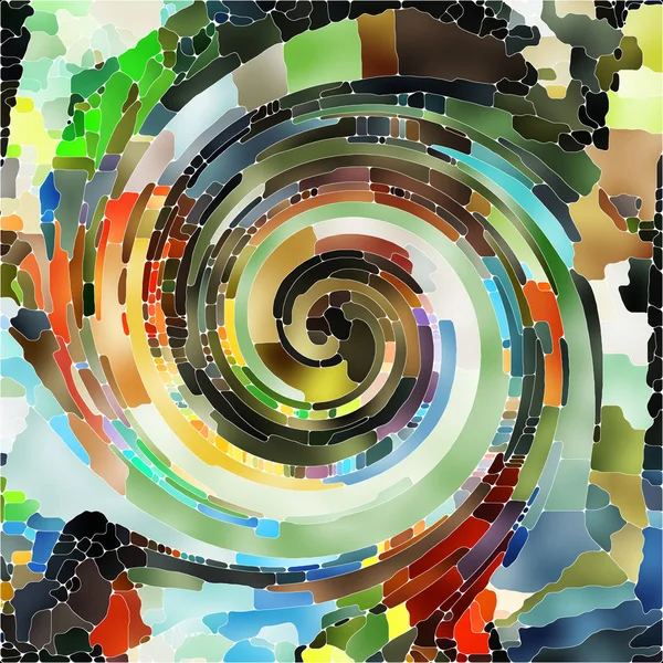 Серия Спиральных Вращений Художественная Абстракция Состоящая Витража Цветовыми Фрагментами Тему — стоковое фото