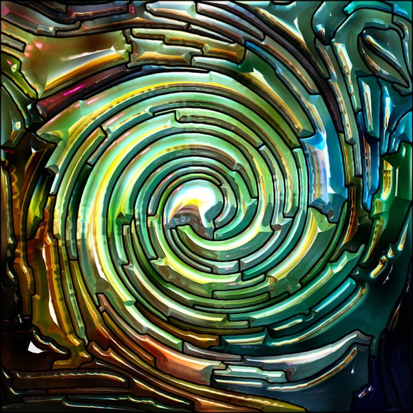 Spiral Twirl Series Artistic Abstraction Composed Stained Glass Swirl Pattern — Stock Photo, Image
