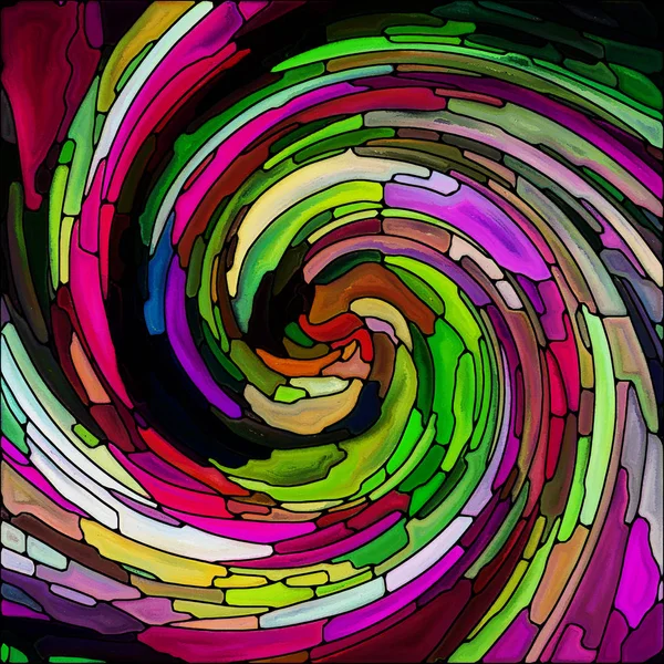 Serie Spiral Twirl Composizione Sfondo Del Modello Vortice Vetro Colorato — Foto Stock