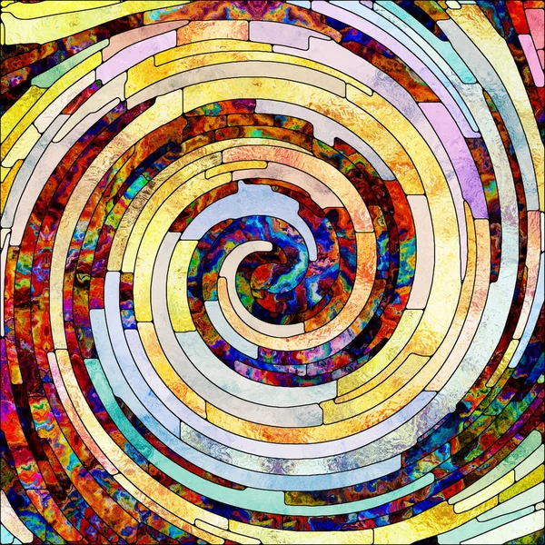 Spirala Zakrętas Serii Składu Witraży Wirowa Wzór Fragmentów Kolor Pasuje — Zdjęcie stockowe