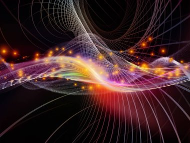 Teknoloji alanı serisi. Tasarım projeleri için fon olarak hizmet etmek için dalgalar, Izgaralar ve ışıklar yapılmış teknoloji, bilim ve bilgisayar bilgi dünyası ile ilgili