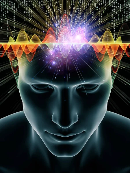 Mind Waves Series Abstract Arrangement Illustration Human Head Technology Symbols — Stock Photo, Image