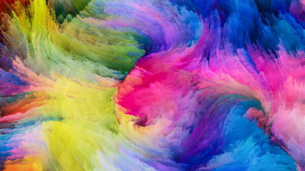 Color In Motion series. Arrangement of Flowing Paint pattern on the subject of design, creativity and imagination to use as wallpaper for screens and devices