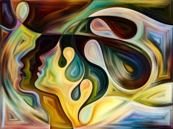 Relationships in Texture series. Abstract design made of people faces,  colors, organic textures, flowing curves on the subject of inner world, love, relationships, soul and Nature