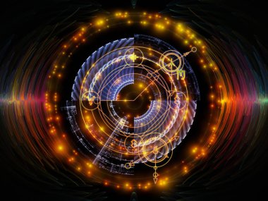 Astral kızdırma serisi. Arka plan tasarımı kutsal geometri hatları, Astroloji sembolleri ve Maneviyat, büyü ve Tasavvuf ışıkları