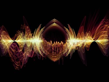 Dalga fonksiyonu serisi. Sanatsal soyutlama oluşan renkli sinüs titreşimler, ışık ve fraktal elemanlarının ses ekolayzer, müzik konusunda spektrum ve kuantum olasılık