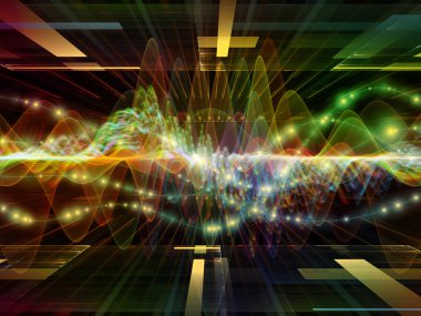 Dalga fonksiyonu serisi. Arka plan yapılmış renkli sinüs titreşimleri, ışık ve ses ekolayzer, projelerde birlikte kullanılması fraktal öğeleri için müzik spektrum ve kuantum olasılık