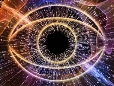 Bilgi serisi gözü. Bilim, eğitim ve modern teknoloji projeleri için göz simgesini ve ok patlama
