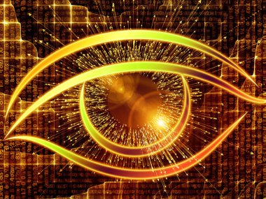 Bilgi serisi gözü. Göz simgesini ve ok aranjman bilim, eğitim ve modern teknoloji projeleri için uygun veri bloğu