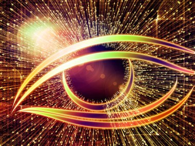 Bilgi serisi gözü. Göz simgesini ve ok soyut kompozisyon yassı olup, bilim, eğitim ve modern teknoloji ile ilgili projeler patlama