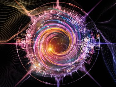 Fraktal öğeleri ve dairelerin modern teknoloji ve bilim konusunda tasarım