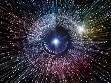 Bilgi patlama serisi. Oklar ve fraktal öğeleri bilim, bilgi teknoloji ve eğitim konusunda patlama soyut tasarım yapılmış