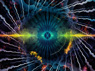 Dalga fonksiyonu serisi. Soyut kompozisyon renkli sinüs titreşimlerin, ışık ve fraktal öğeleri projelerinde uygun ses ekolayzer için ilgili müzik spektrum ve kuantum olasılık