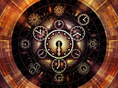 Saat serisi daireler. Soyut tasarım saat semboller ve bilim, eğitim ve tahmini konusu fraktal öğelerinde yapılan